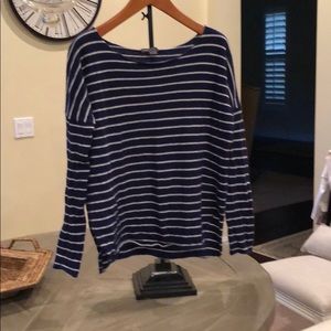 Vince blue and cream striped cashmere sweater